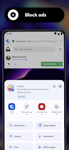 Opera browser beta with AI Screenshot