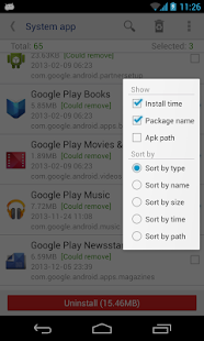 System app remover Screenshot