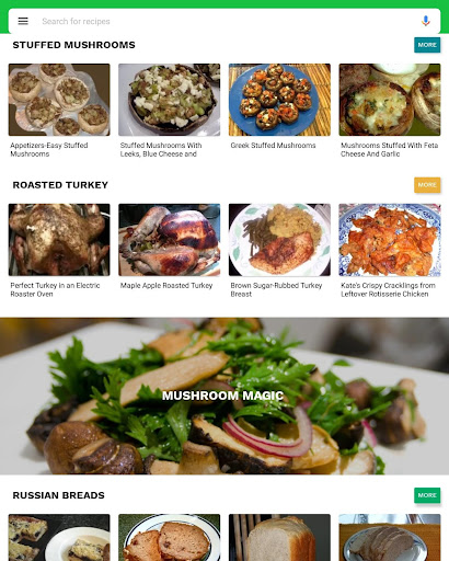 Screenshot of Russian food recipes