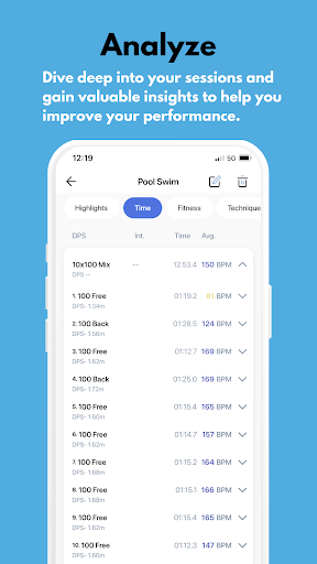 Screenshot of Phlex Swim App