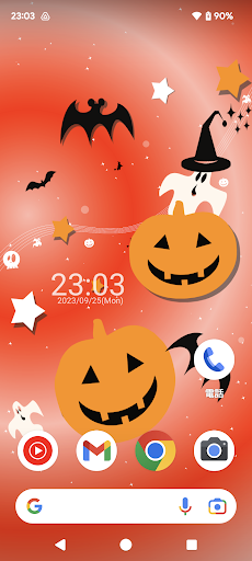 Android application ハロウィン パンプキンと時計のライブ壁紙 screenshort