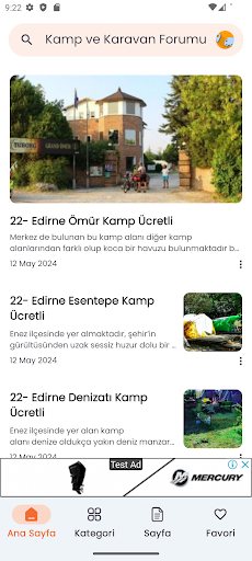 Android application Kamp ve Karavan Dünyası screenshort