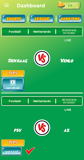 Sport Predictions Screen 2