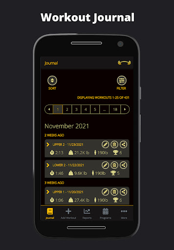 Android application Make Those Gains | Gym Journal screenshort