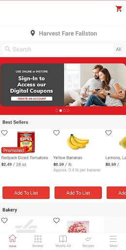 Android application Harvest Fare Supermarket screenshort