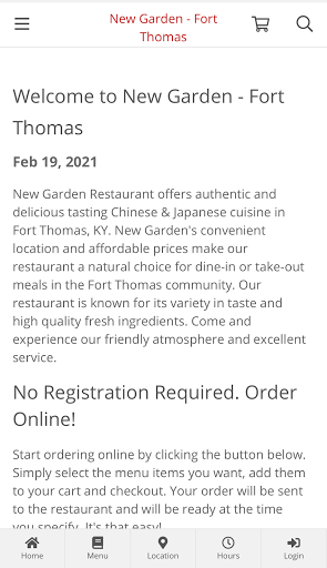 Android application New Garden - Fort Thomas Order screenshort