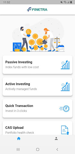 Android application Finetra | Zero Commission MF screenshort