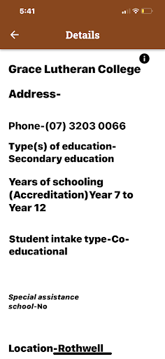 Queensland Schools Directory Screen 2