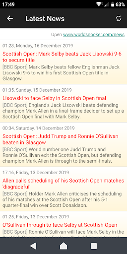 Snooker Scores Live 9.5 screenshots 1