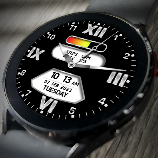 Android application Analog Watch Face MJ075 Silver screenshort