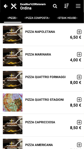 Android application Excalibur - Ristorante Pizzeri screenshort
