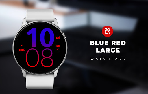 Android application Blue Red Large Watch Face screenshort