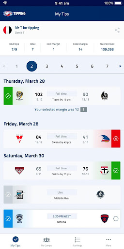 AFL Tipping Screen 3