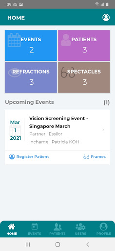 Vision Screening Events App Screen 2