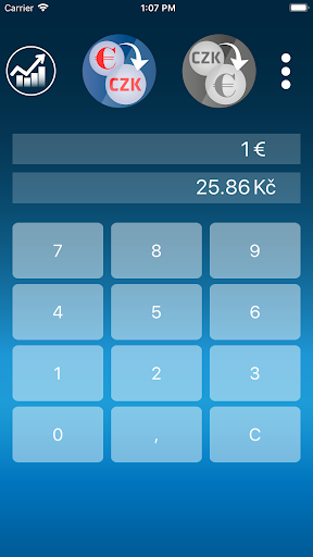 Android application Czech Koruna to Euro Converter screenshort