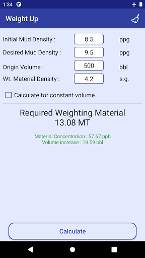 Drilling Fluids App Screen 2
