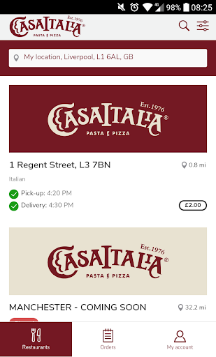 Android application Casa Italia Delivery screenshort