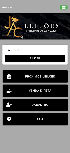 Android application JAC Leilões screenshort