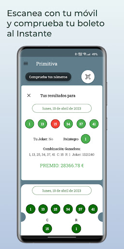 Android application Escaner Loteria Pro screenshort