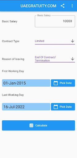 Android application Gratuity calculator screenshort