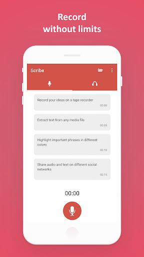 Android application Scribe: private speech to text screenshort