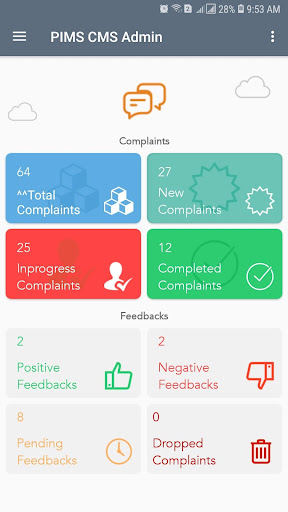 Android application PIMS Complaint System Admin screenshort