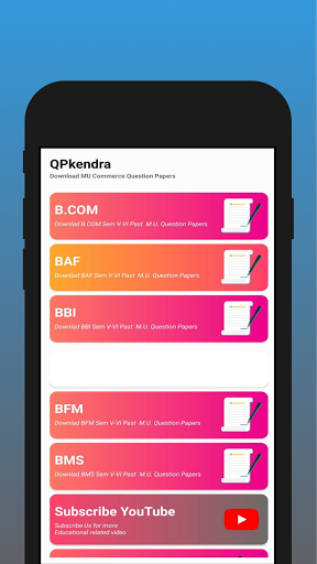 Android application MU Commerce TY Question Papers screenshort