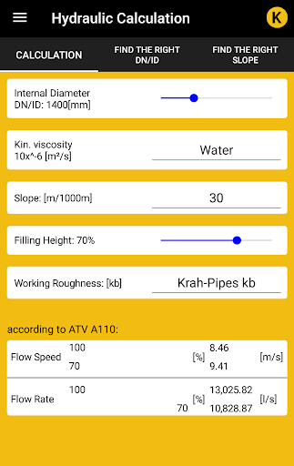 KRAH Pipe Calculation Screen 3