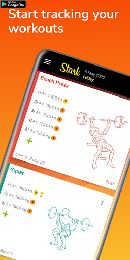 Android application Stark Workout Log screenshort