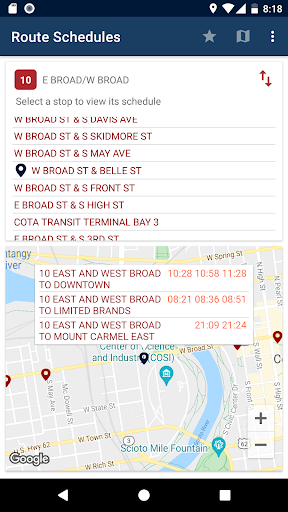 Columbus Bus Schedules Screen 2