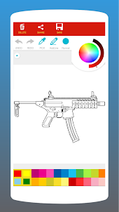 Livro para colorir de armas