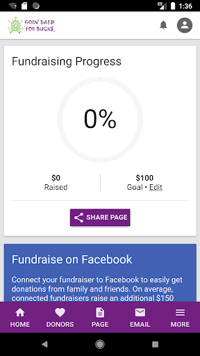 Android application Goin' Bald For Bucks Fundraisi screenshort