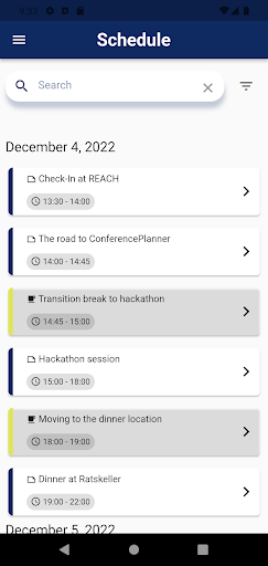 Workshop Conference Planner Screen 2