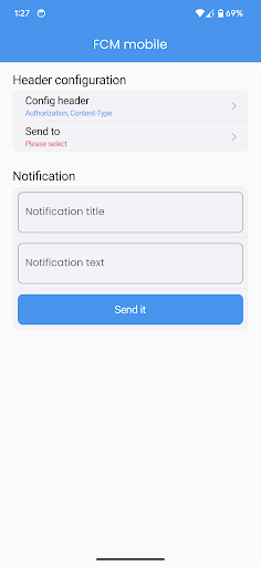 Android application Push Notification Manager screenshort