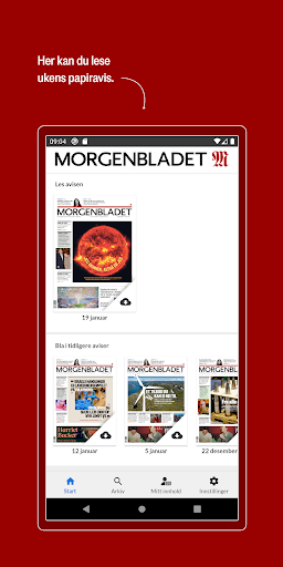 Android application Morgenbladet e-avis screenshort