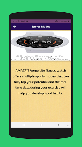 Android application Amazfit Verge Lite guide screenshort