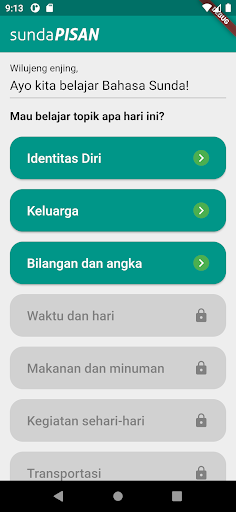 Android application sundaPISAN: Belajar Sunda screenshort