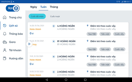 VNTaxi Tablet - Lái xe Screen 2