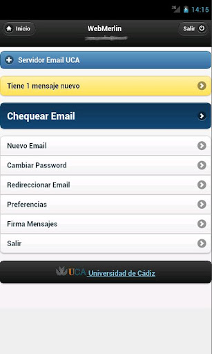 Android application WebMerlin UCA screenshort