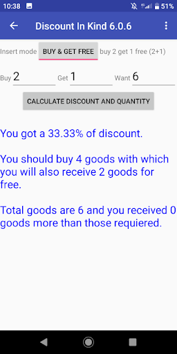 Discount In Kind Calculator Screen 2