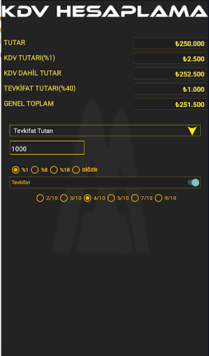Kdv/Tevkifat Hesaplama Screen 3