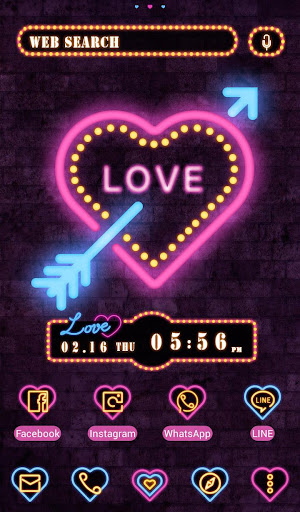 Android application Neon Cupid Heart Theme +HOME screenshort