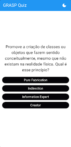 Android application GRASP e SOLID Quiz screenshort