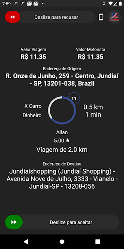 Android application Motorista X screenshort