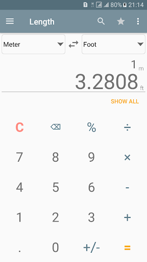 Android application Unit Converter screenshort