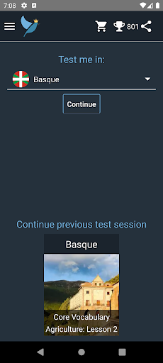 Android application Basque Language Tests screenshort