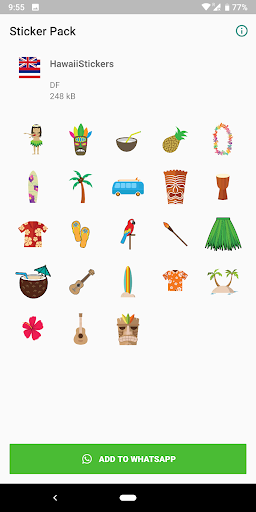 Android application Hawaii stickers for WhatsApp screenshort