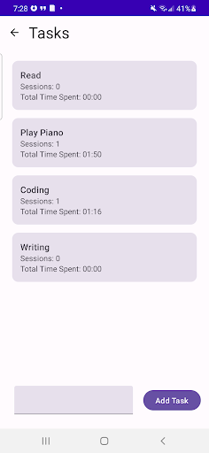 Android application Focus Time screenshort