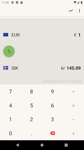 Android application Icelandic Krona Euro Converter screenshort