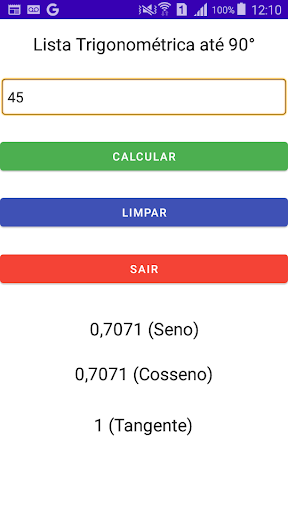 Lista Trigonométrica até 90